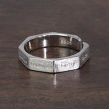 Real 925 Sterling Silver Multiaspect Seven Virtues Engraved Adjustable Ring for Men and Women Simple Design Fine Jewelry