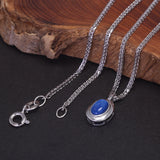 925 Sterling Silver Turquoise Rhodochrosite Kyanite Pendant Necklace Natural Gem Simple Small Oval Shaped Cute Elegant Jewelry