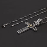 925 Sterling Silver Cross Eagle Pendant Necklace for Men Twisted Chain Gothic Vintage Punk Retro Male Jewelry Gift