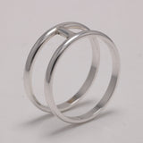 True Pure 925 Sterling Silver Double Layered Women's Plain Ring Wide Ring Minimalist Jewelry