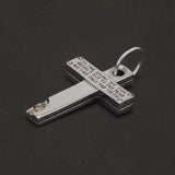 925 Sterling Silver Cross Pendant Necklace Skull Link Chain Respect & Truth Voltaire Quote Necklace Punk Retro Hip Hop Jewelry