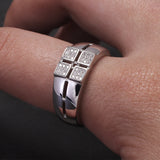 100% Sterling Silver Men Wedding Band Micro Inlaid Zircon Engagement Ring Fashion Eternity Promise Ring Luxury Designer Jewelry