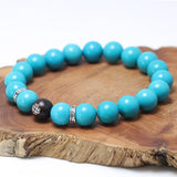 Natural Turquoise Beads Bracelet for Men and Women Lucky Chinese knot Sandalwood Bead 925 Sterling Silver Accessories Jewelry