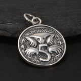 Real 925 Sterling Silver Vintage Elizabeth Dollar Coin Pendant Necklace Round Shaped Sweater Chain