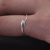 990 Pure Silver Thin Snake Ring for Women Opening Type Cute Retro Simple Finger Accessories Fashion Animal Jewelry