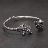 S925 Sterling Silver Dragon Claw Open Cuff Bracelet for Men Women Adjustable Vintage Punk Retro Handmade Viking Jewelry - GQTORCH Jewelry