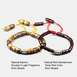 Tibetan Buddhist Handmade Mantra Sign Charm Natural Sanders Wood Mala Beads Bracelet For Men And Women With Coconut Shell