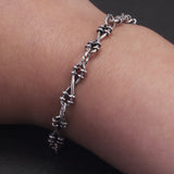 925 Sterling Silver Gothic Thorns Bracelet for Men Women Punk Hip-hop Vintage 6mm Chain Link Bracelet Stylish Jewelry Gift