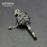 925 Sterling Silver Jewelry Prayer Wheel Mantra Pendant For Men Vajry Pestle Engraved Rotatable Tibetan Buddhist Jewelry