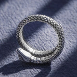 Pure 999 Sterling Silver Viking Snake Rings For Men and Women Retro Hipster Ring Opening Fine Jewelry