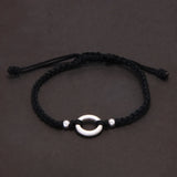 Handmade Braided Red Black String Rope Lucky Couple Bracelet with 925 Sterling Silver Hollow Circle Friendship Bracelet Jewelry