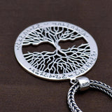 Tree of Life Pendant Norse Vikings Amulet Real 925 Sterling Silver Jewelry for Women Men Vintage Nordic Talisman - GQTORCH Jewelry