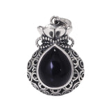 925 Sterling Silver Hollow Water Drop Agate Money Bag Pendant for Women Necklace Simple Jewelry