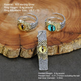 Real Pure Silver S925 Resin Eye Rings for Men and Women Yellow and Blue Adjustable Size Fine Jewelry