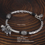 Real 999 Silver Men's and Women's Lucky Cat Lucky Woven Bracelet Leather Rope Adjustable Bracelet Lotus Fashion Animal Jewelry