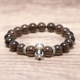 Natural Smoky Quartz Beads Bracelet with Real 925 Silver Vajra Pestle Charms Amulet Original Vintage Jewelry for Men - GQTORCH Jewelry