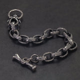 925 Sterling Silver Viking Dragon Head O-chain Bracelet for Men OT Buckle Antiqued Punk Retro Sturdy Handmade Birthday Jewelry