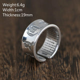 Men Jewelry Religious S999 Sterling Silver Openable Six-character Mantra Heart Sutra Ring