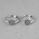 Real 925 Sterling Silver Mantra OM Ring for Men and Women Matte & Polished Opening Type Resizable Buddhism Jewelry