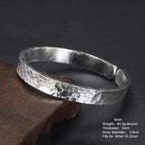 Real 999 Sterling Silver Hammered Bangles for Men and Women Polishing Elegant Simple Opening Cuff Fine Jewelry - GQTORCH Jewelry