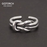 Hand Knotted S925 Sterling Silver Ring for Men and Women Retro Punk Aneis Femino Opening Fine Jewelry