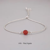 Handmade Birthstone Bracelet Girl Women 12 Months Natural Stone Braided Rope Friendship Bracelet Adjustable Minimalist Jewelry