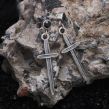 925 Sterling Silver Gothic Cross Drop Earrings Black Zircon Men Women Retro Fashion Jewelry Friendship Gifts
