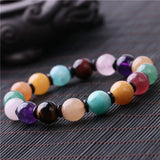 Natural 7 Chakra Multi Gem Stones Beads Bracelet For Women And Men Tiger Eye Lapis Crystals Elastic Rope Yogi Bracelet - GQTORCH Jewelry