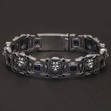 22cm 925 Sterling Silver Lion Bracelet for Men Blue Zircon Thick Punk Domineering Luxury Designer Jewelry Gift Clearance Sale