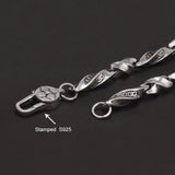 925 Sterling Silver 5mm Retro Six Words Mantra Twisted Chain Bracelet Necklace for Men Lobster Clasp Vintage Punk Male Jewelry
