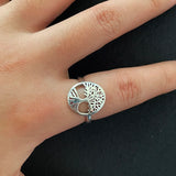 Real 925 Sterling Silver Tree of Life Ladies Ring Hollow Design Viking Jewelry Resizable US Size 5-10