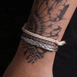 3pcs/set Handmade 999 Pure Silver Twist Bangle Flower Rope Knot Braid Wrist Chain Bracelet Bohemian Ethnic Hand Jewelry Set