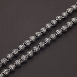 6mm 925 Sterling Silver Men's Beads Ball Chain Necklace with Six Words Mantra Engraved Retro Vintage Buddhist Jewelry