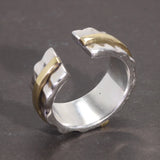 S925 Sterling Silver Thai Silver Ring Vintage Men's and Women's Wide Cross Ring Opening Adjustable Jewelry