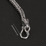 Real Pure 925 Sterling Silver Double Dragon Heads Wristband Handwoven Chain Bracelet Viking Jewelry