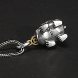 Vintage S925 Sterling Silver Lucky Pixiu Pendant Necklace with Six Character for Men and Women Rotatable Animal Jewelry