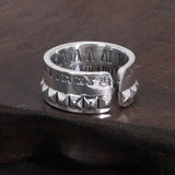 925 Sterling Silver Roman Numerals Ring Rivet Design Adjustable Size 7-10 for Men and Women Retro Punk Rock Jewelry