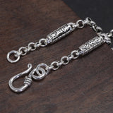 4mm 925 Sterling Silver Necklace for Men Carved Six Words Mantra Charm O shape Chain Amulet Fine Jewelry