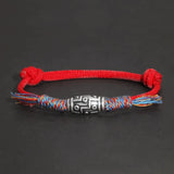 999 Pure Silver Tibetan Buddhism 9 Eyed Celestial Bead Charm Bracelet Ethnic Style Dzi Beads Braided Rope Chain Vintage Jewelry