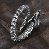 Authentic 925 Sterling Silver Viking Ring Dragon For Men and Women Opening Adjustable Size 6-10 Retro Punk Style Jewelry