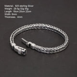 Guaranteed 925 Sterling Silver Bracelet Braided Chain with Plug Safety Buckle Keel Viking Jewelry for Men and Women