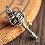 925 Sterling Silver Jewelry Prayer Wheel Mantra Pendant For Men Vajry Pestle Engraved Rotatable Tibetan Buddhist Jewelry