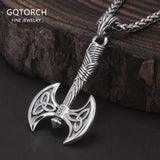 925 Sterling Silver Viking Double Axe Pendant Necklace for Men Norse Celtic Knot Vintage Scandinavian Warrior Jewelry Gift