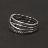 925 Sterling Silver Zircon Braid Ring for Women Closed Irregular Minimalist Vintage Party Female Finger Jewelry