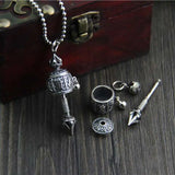 925 Sterling Silver Jewelry Prayer Wheel Mantra Pendant For Men Vajry Pestle Engraved Rotatable Tibetan Buddhist Jewelry