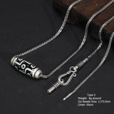 925 Sterling Silver Women's and Men's Pendant Chain with 9 Eyes DZi Sweater Necklace Amulet and Amulet Necklace Fine Jewelry