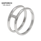 True Pure 925 Sterling Silver Double Layered Women's Plain Ring Wide Ring Minimalist Jewelry