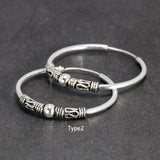 30mm Hoop Earrings for Women 925 Sterling Silver Retro Round Thai Silver Circle Women Jewelry Accessory Punk Brincos Pendientes