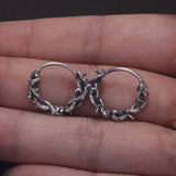 925 Sterling Silver Gothic Thorn Huggie Earrings for Men Women Punk Retro Cool Spiky Hoop Earrings Hip-hop Party Y2K Jewelry