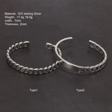 Handmade S925 Sterling Silver Bracelet Retro Hollow Weaving Twisted Glossy Bracelet Sterling Silver Jewelry for Men and Women